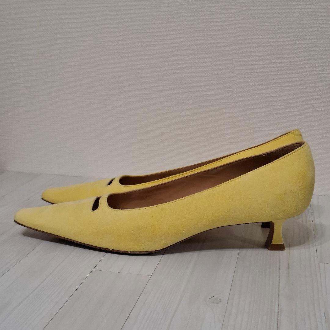 PELLICO ペリーコ スクエアトゥパンプス 25cm イエロー4cm美品