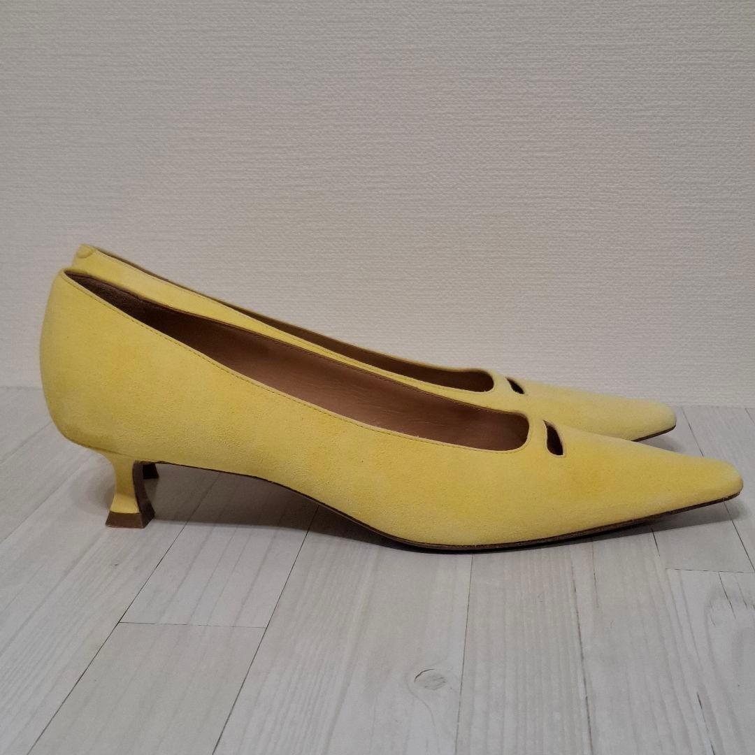 PELLICO ペリーコ スクエアトゥパンプス 25cm イエロー4cm美品