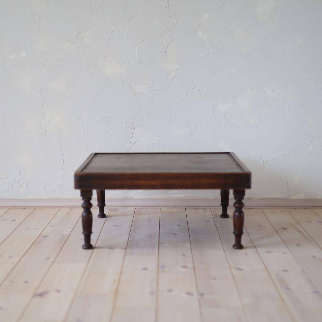 【アンティーク調】木製 正方形 折りたたみローテーブル（ダークブラウン）