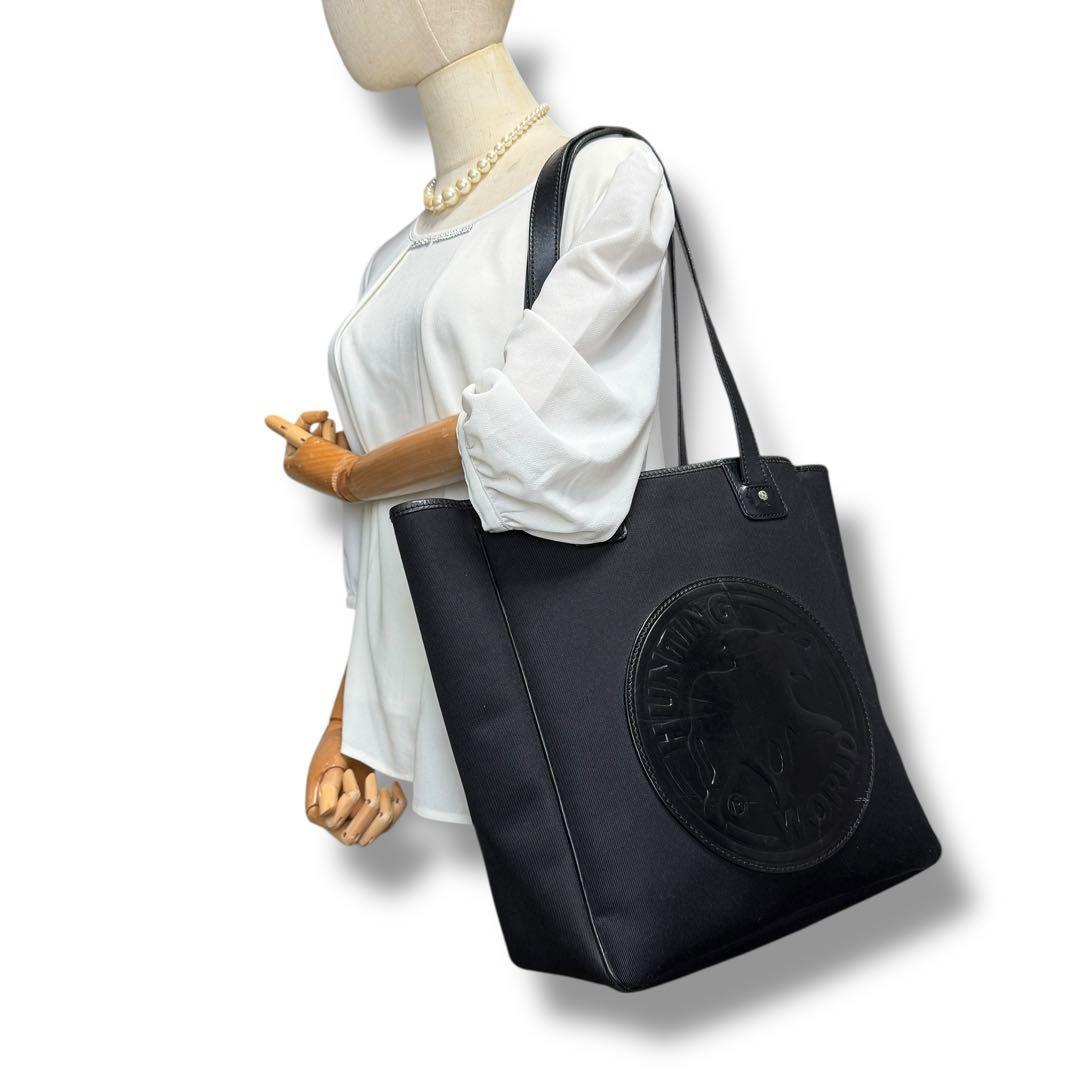 《美品》ハンティングワールド トートバッグ レザー 大容量 A4 ビックロゴ