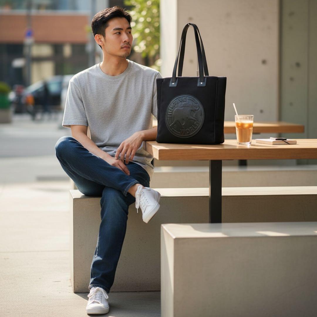 《美品》ハンティングワールド トートバッグ レザー 大容量 A4 ビックロゴ