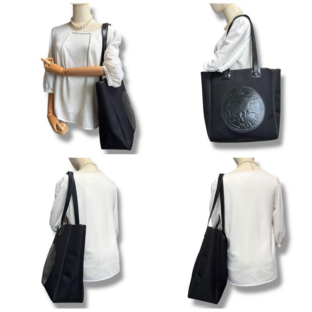 《美品》ハンティングワールド トートバッグ レザー 大容量 A4 ビックロゴ