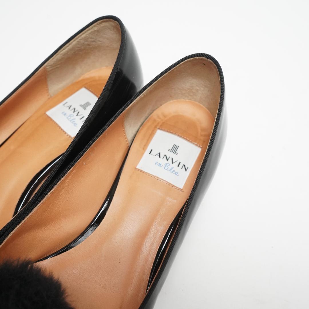 【美品】ランバンオンブルー パンプス ファー エナメル モチーフ 23.5cm
