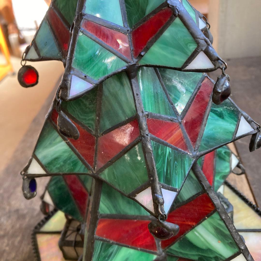 ビンテージ オーナメントグラス ステンドグラス クリスマスツリー 高さ33cm