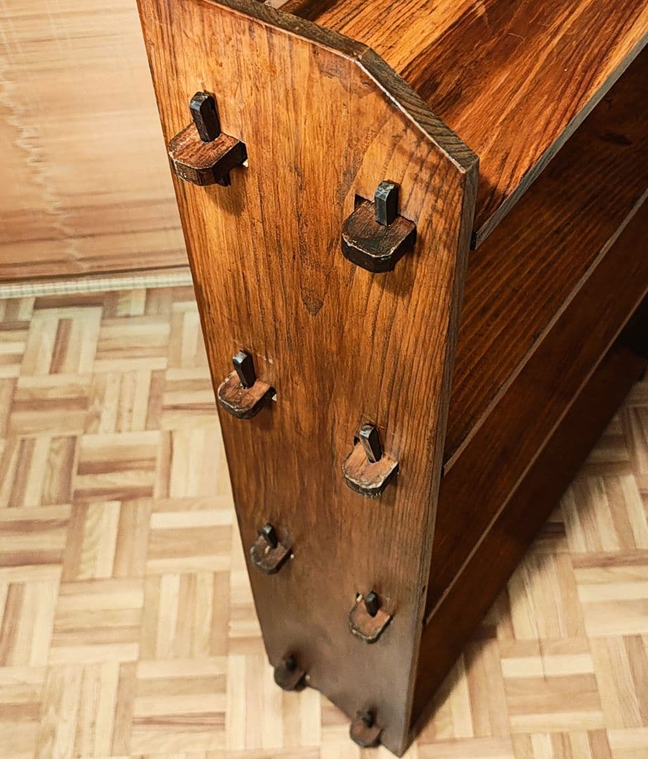 楔本棚4段　木製棚　オープンラック　昭和レトロ　古家具