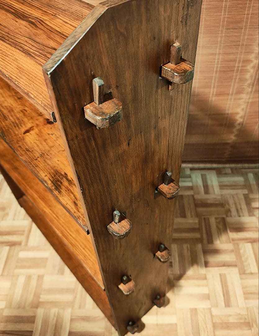 楔本棚4段　木製棚　オープンラック　昭和レトロ　古家具