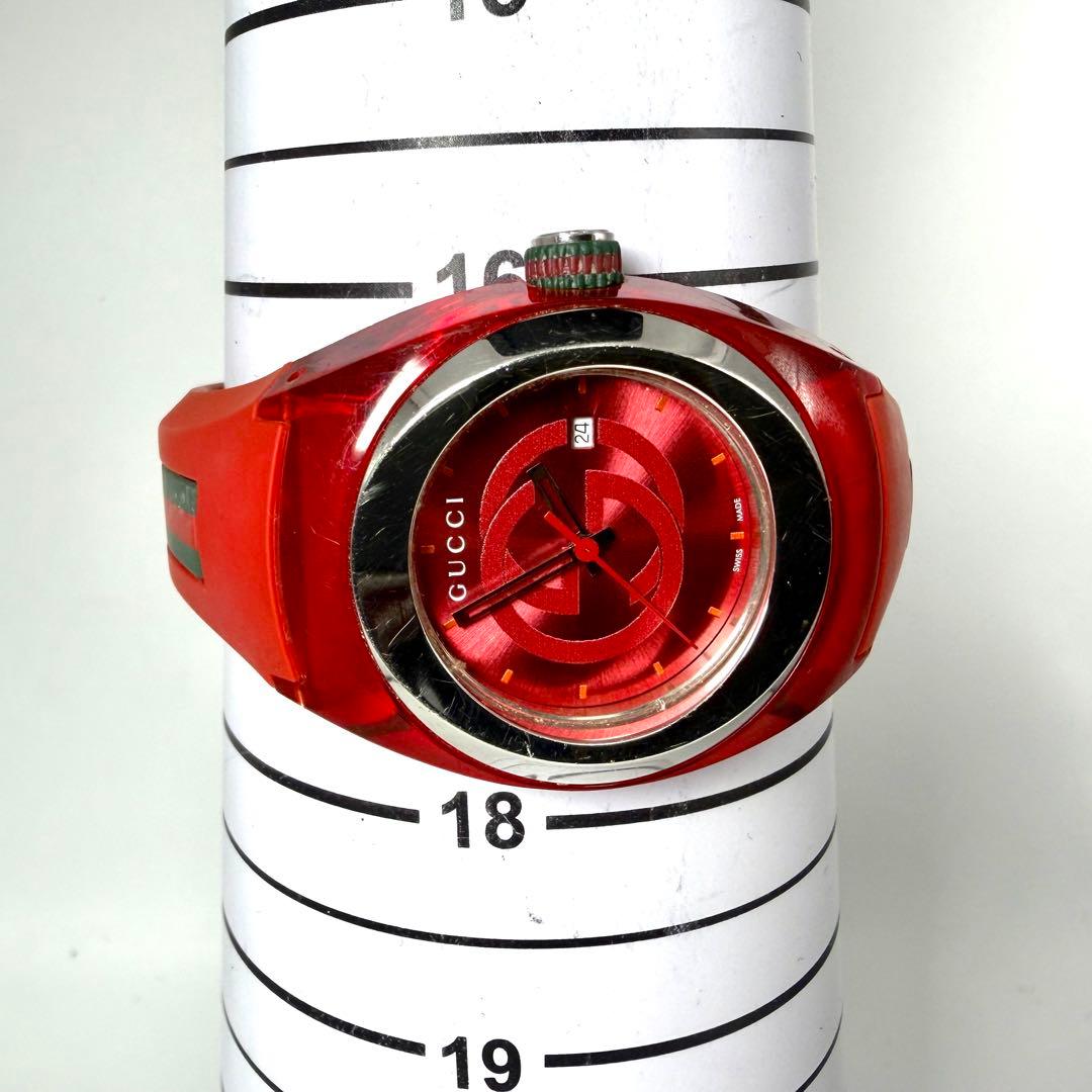 【稼働品/付属品あり】グッチ シンク 137.3 腕時計 デイト シェリーライン