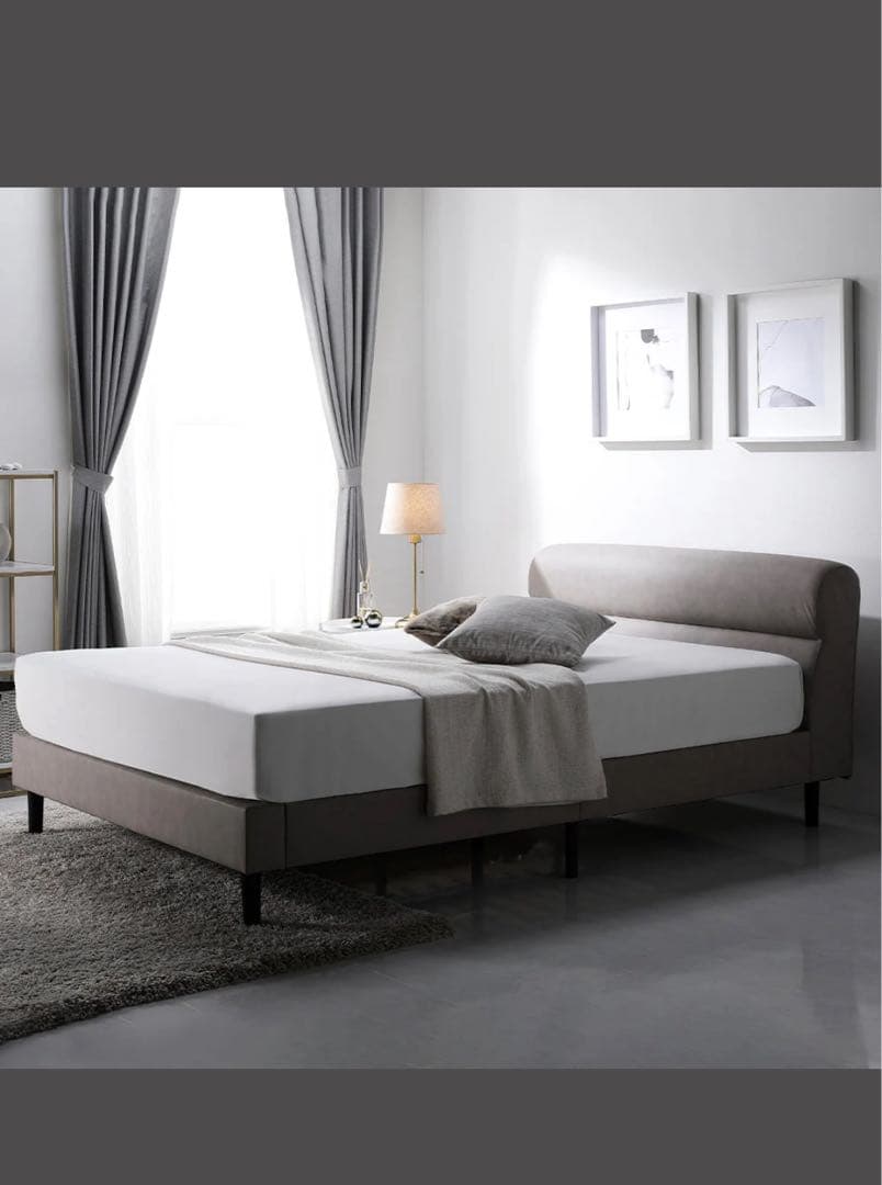 ラシク　RASIK レザー調ベッド 『ノビリス』 グレージュ　セミダブル