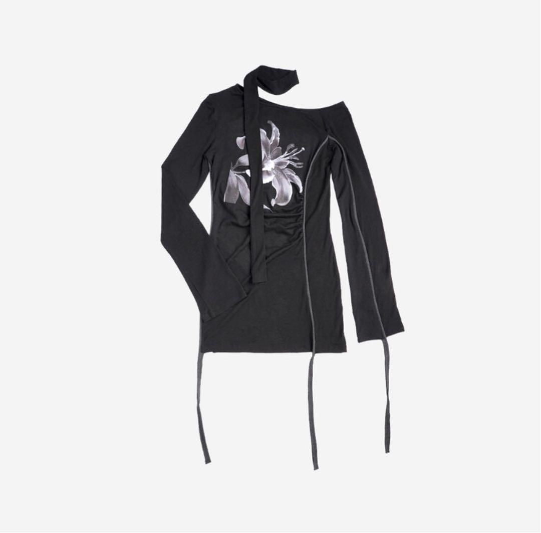 トップス elfelfelfarchives LILY SCARF TOP Black