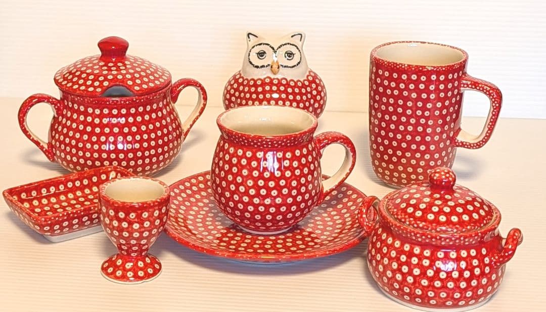 ポーリッシュポタリー 赤 セット