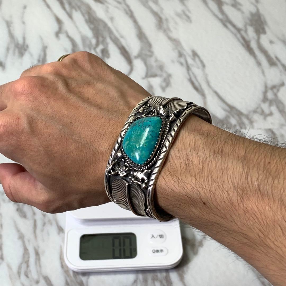 vintage navajo バングル ターコイズ シルバー925 刻印 存在感