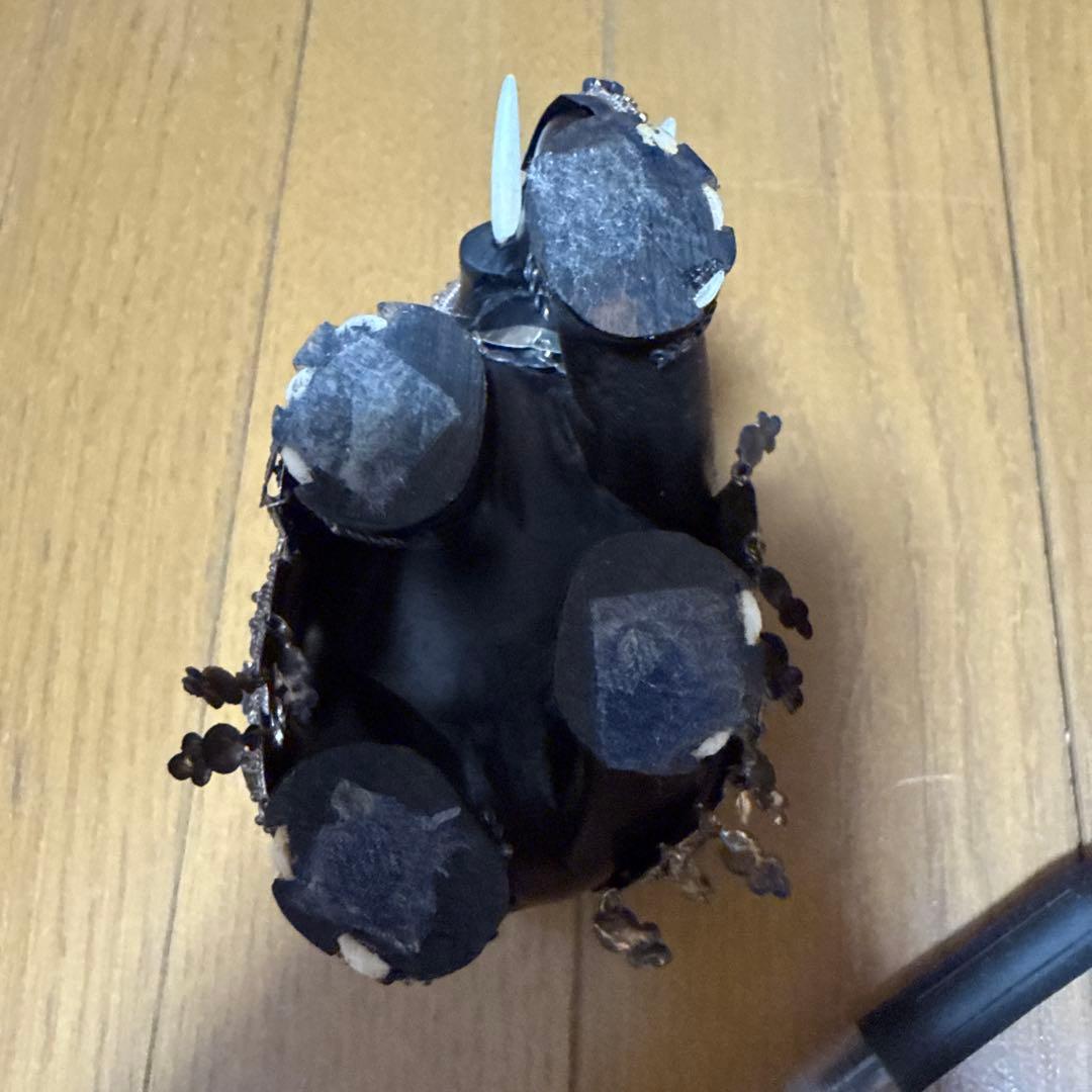 【木彫り象　シルバー装飾】ゾウの置物　スリランカ　当時物　蔵出し品