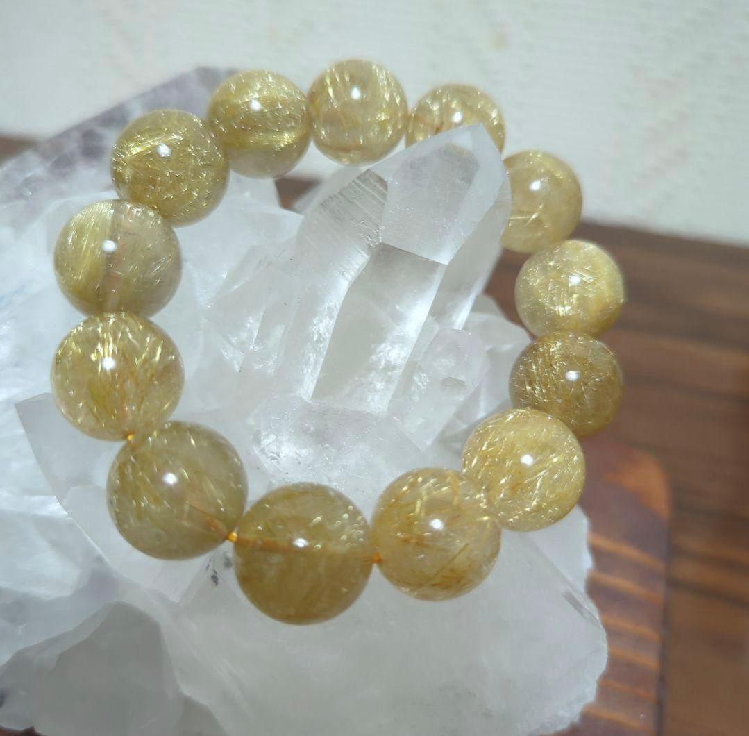 ルチルクォーツ タイチンルチル パワーストーンブレスレット16.9-17.2mm