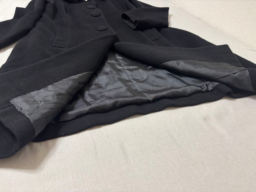 美品✨フォックスファー フード付　ビジューコート デビュードフィオ　アンゴラ混