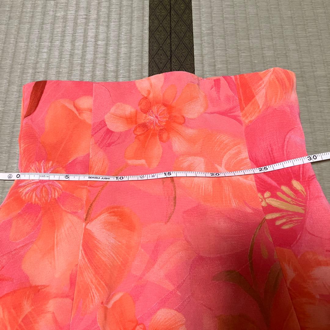 フラメンコ衣装　花柄　ファルダ　オレンジ　3段フリル　オーダーメイド