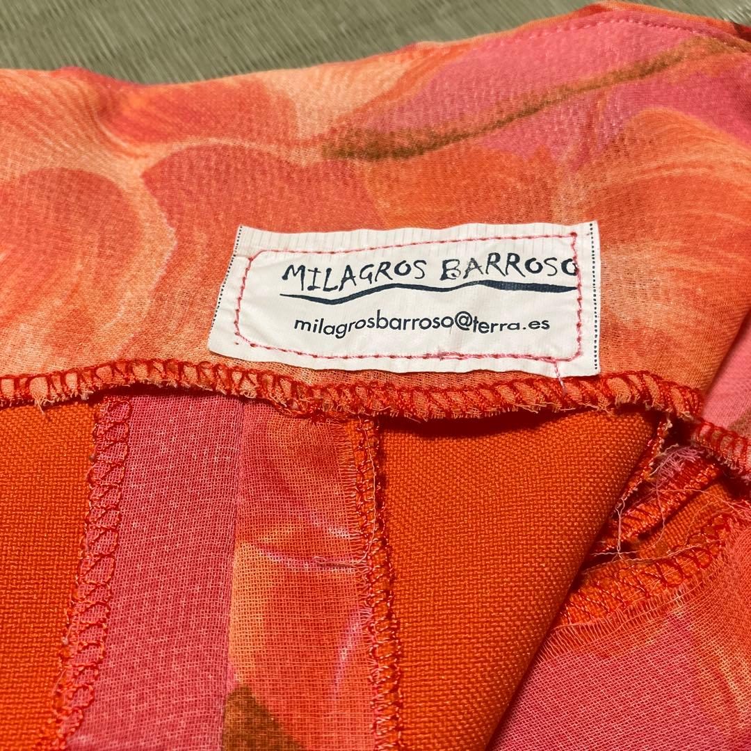 フラメンコ衣装　花柄　ファルダ　オレンジ　3段フリル　オーダーメイド