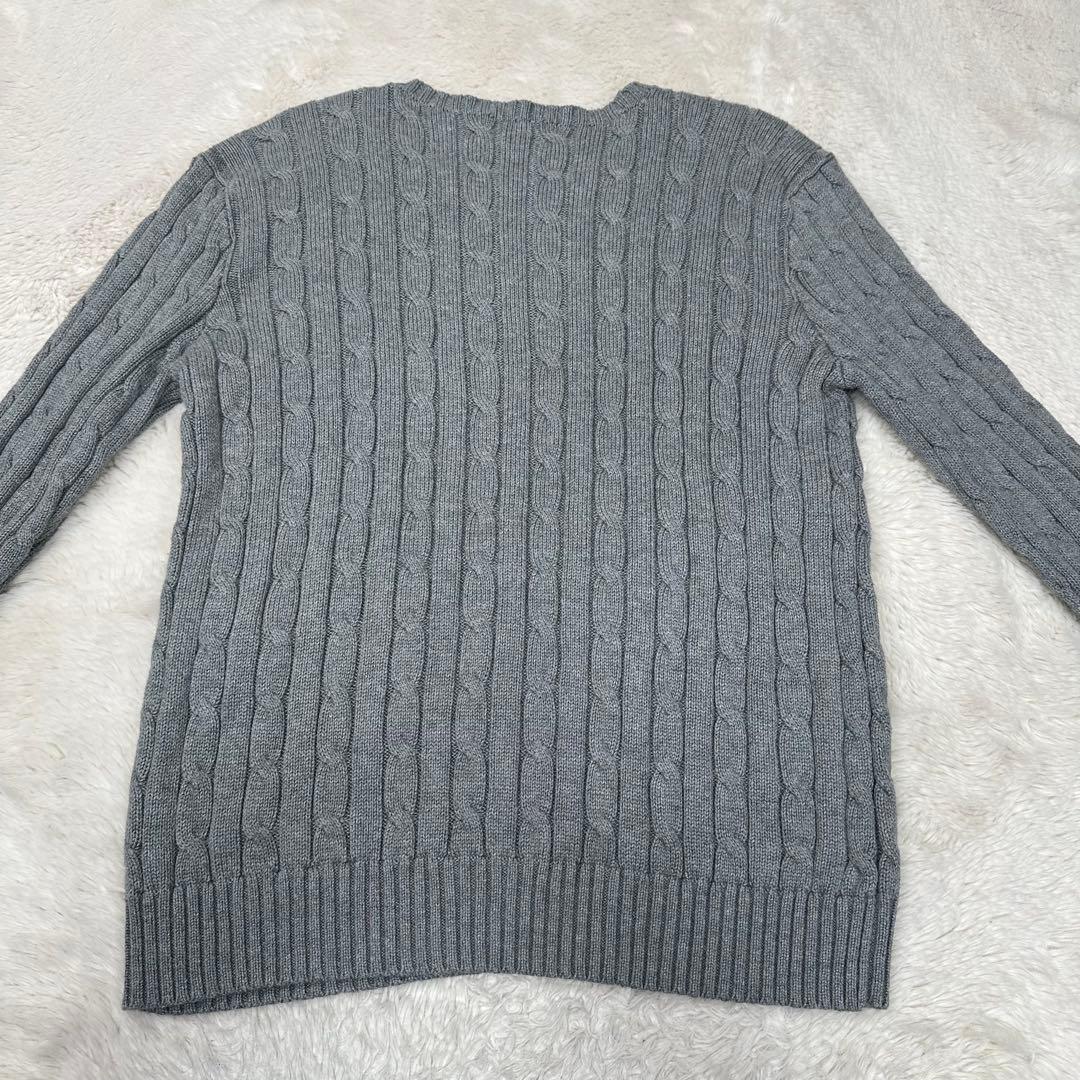 ✨美品✨ポロラルフローレン ケーブルニット グレー L ポニー刺繍 綿100%