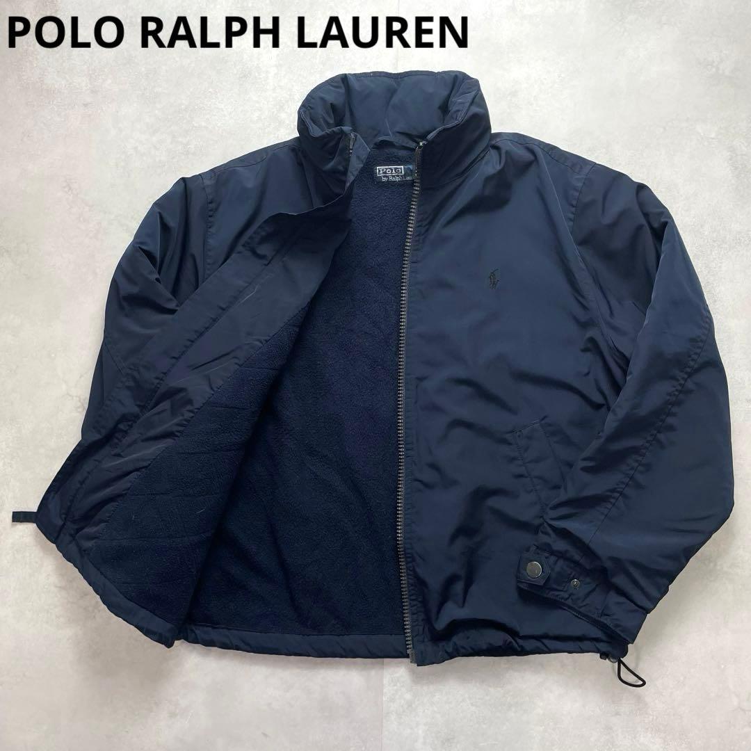 希少✨90s ポロラルフローレン スイングトップ 裏ボア ポニー オールネイビー