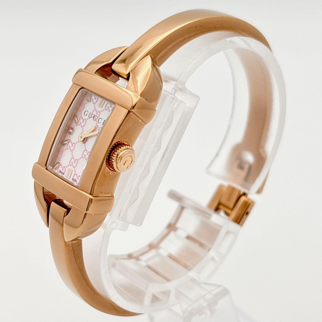 【人気・電池新品】GUCCI 6800L GG柄 ピンク シェル ピンクゴールド