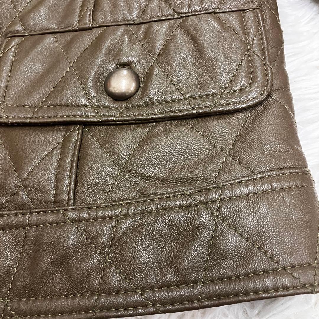 短丈 BALMAIN バルマン キルティング レザー ライダースジャケット 羊革