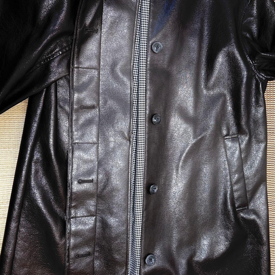 【大幅値下げ】レザー・フェイクレザーロングコート アウター ブラウン