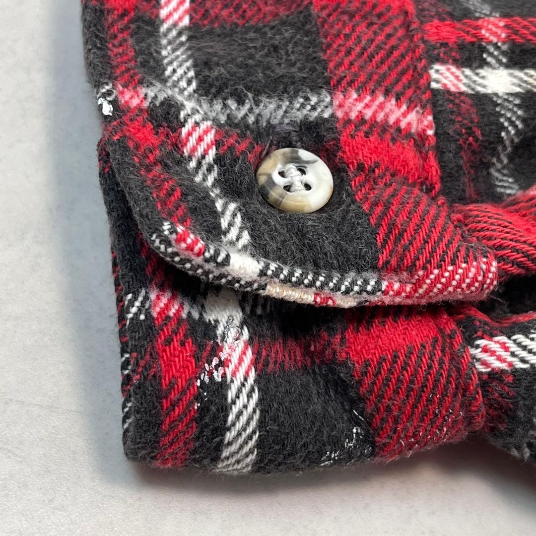 FIVE BROTHER ヘビネルシャツ チェック 好配色 レッド ブラック L