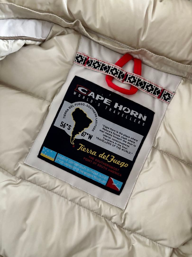 ケープホーン/定価9.7万 ネヴァド ファー付 ダウンJKT アイボリー 42