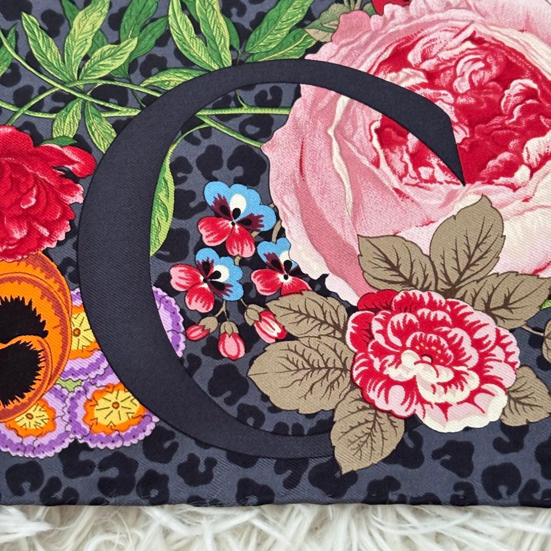 GUCCI グッチ シルク スカーフ フラワー 花柄 レオパード フローラル