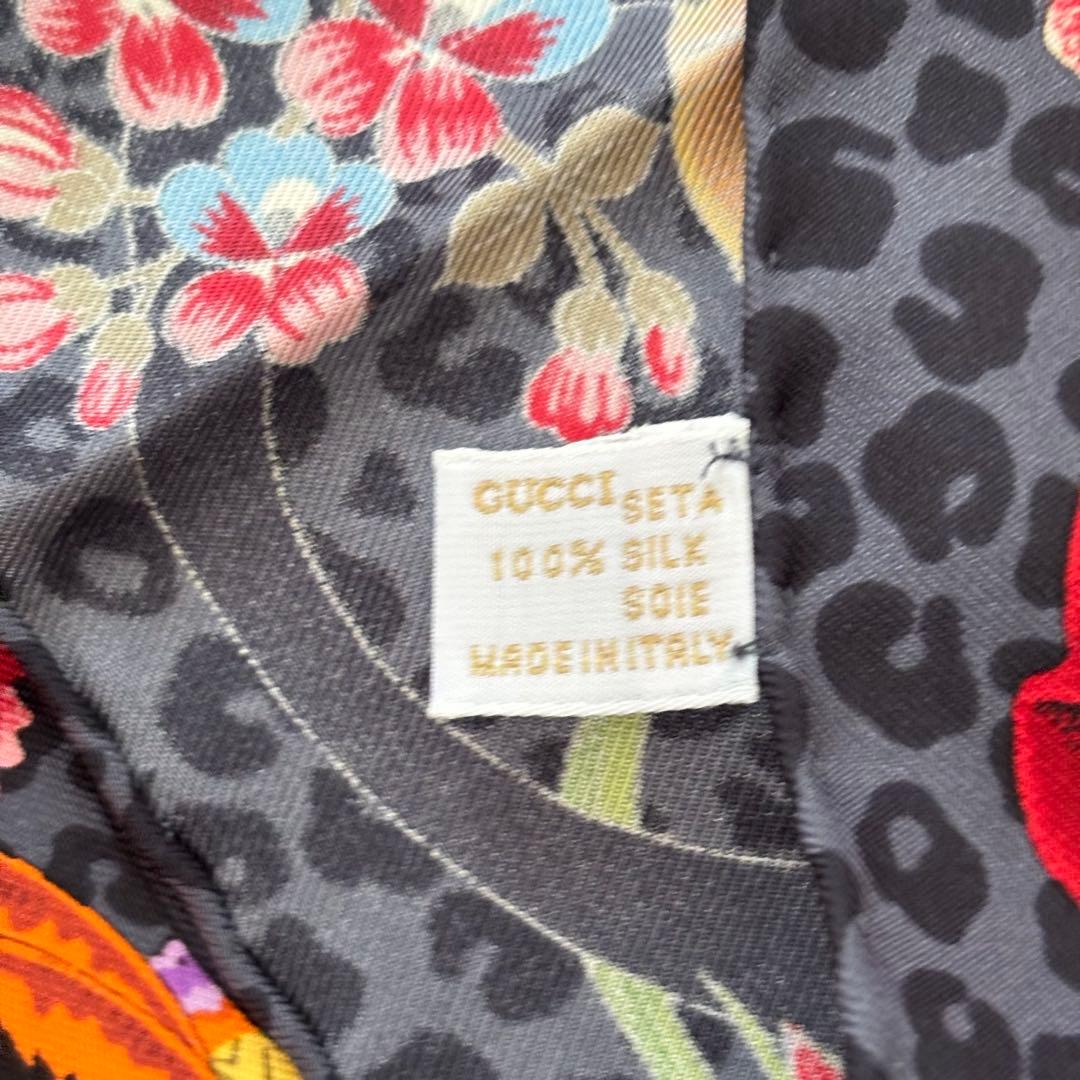 GUCCI グッチ シルク スカーフ フラワー 花柄 レオパード フローラル