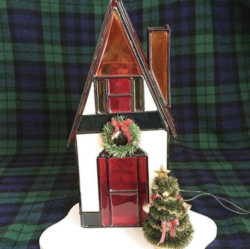 ステンドグラス風クリスマス置物