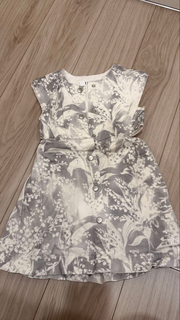 Dior フラワープリント ノースリーブワンピース