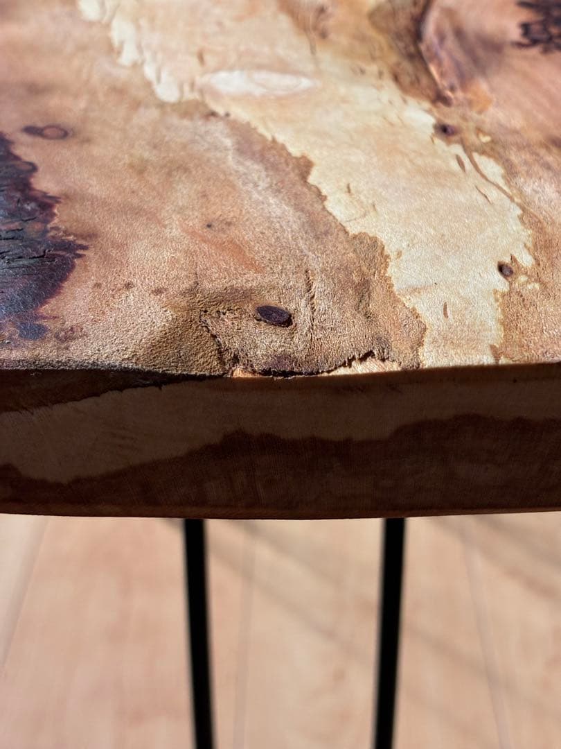 国産桜さくら【美しい色艶】無垢天然木一枚板 サイドテーブル　一点もの