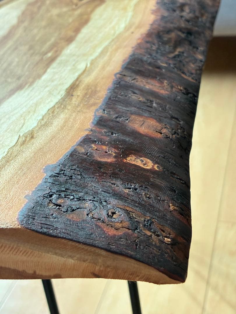 国産桜さくら【美しい色艶】無垢天然木一枚板 サイドテーブル　一点もの