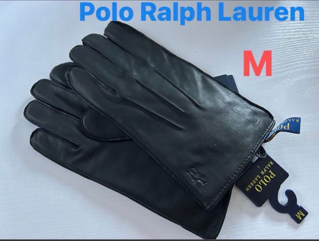 Polo Ralph Lauren メンズ 手袋 羊革 レザー 黒M スマホ対応