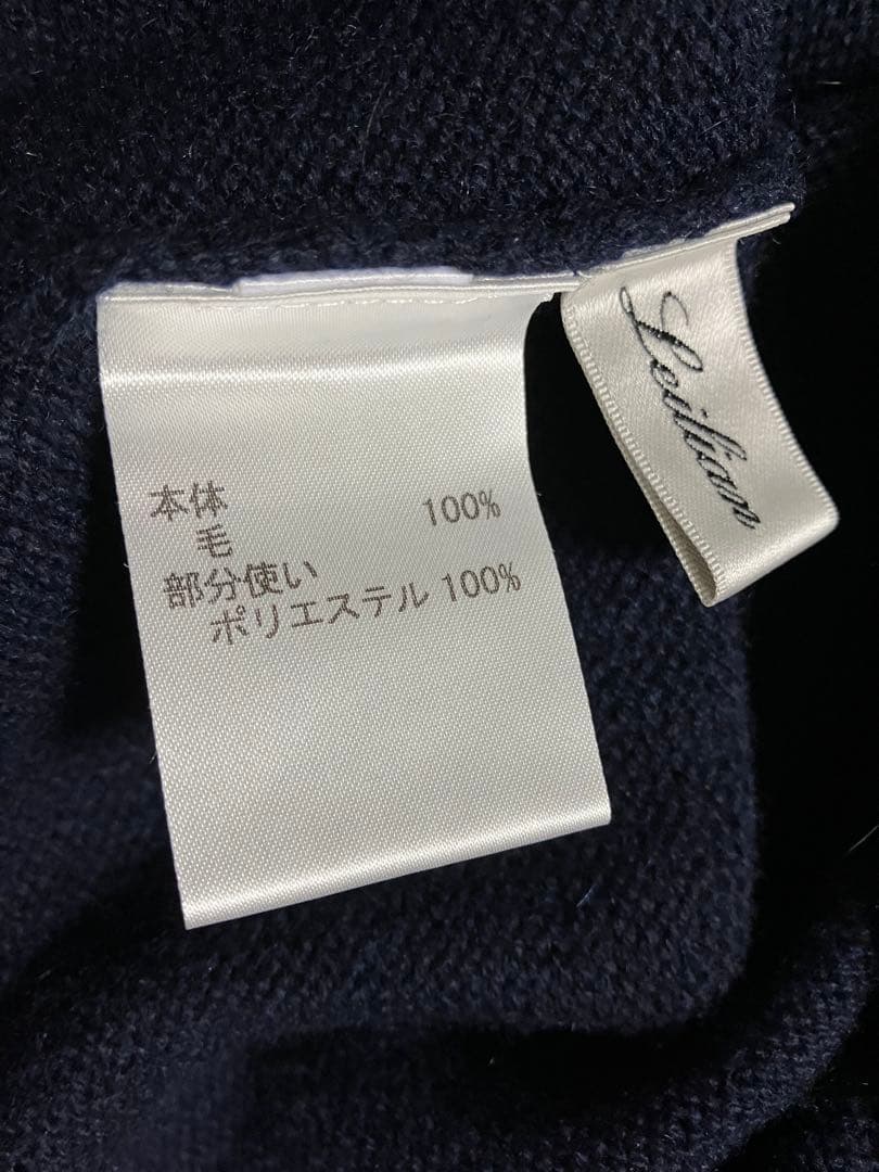 レリアン　ハイネックニットプルオーバー　13サイズ　ファー付　ネイビー　未使用品