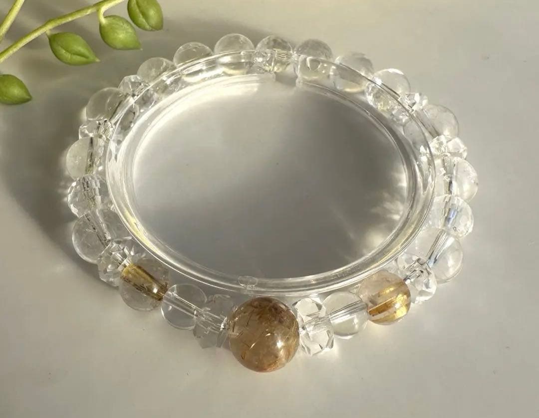 タイチンルチル×マニカラン産水晶 デザインブレスレット サイズ変更可