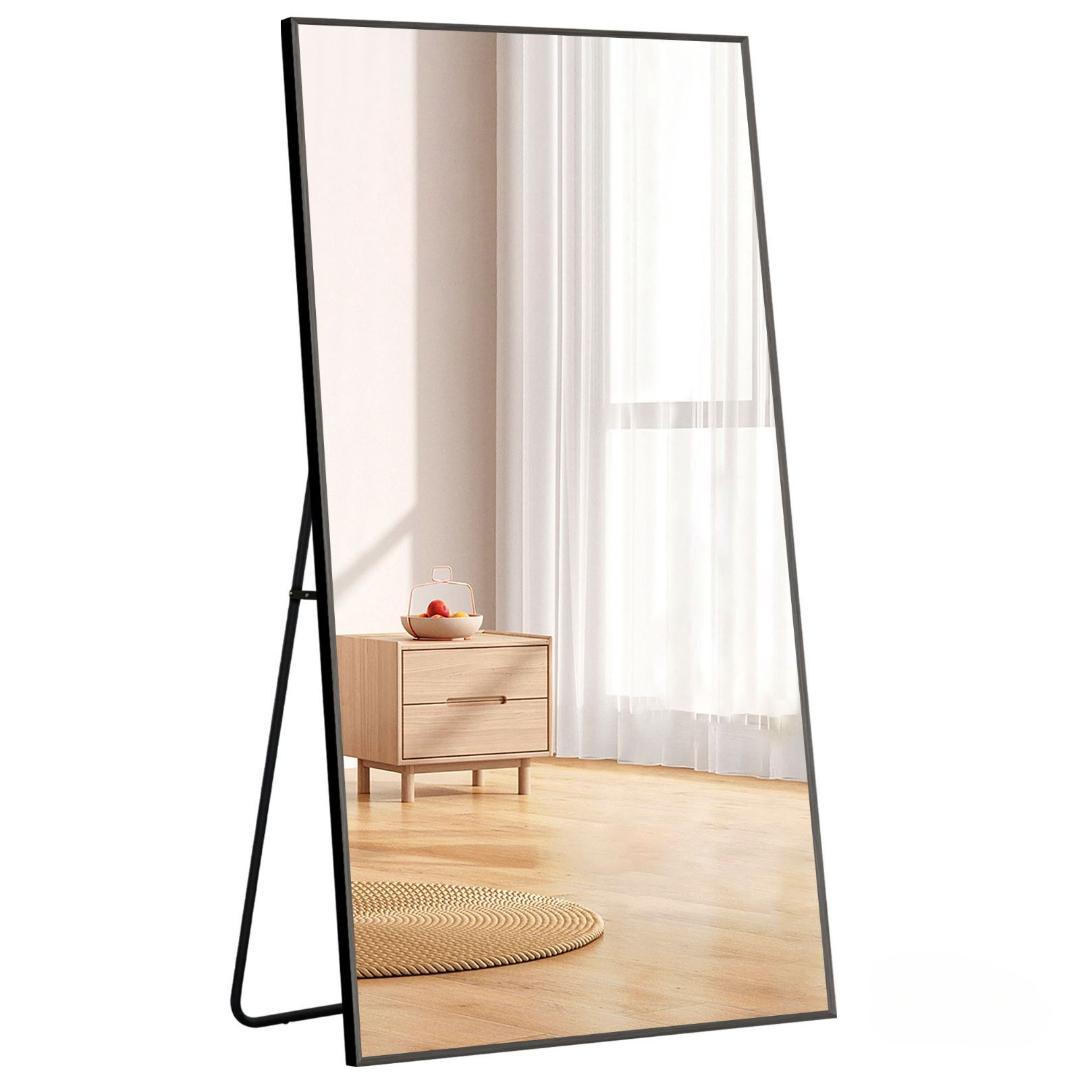全身鏡 姿見鏡 スタンドミラー 立てかけ 飛散防止 150*80CM ブラック