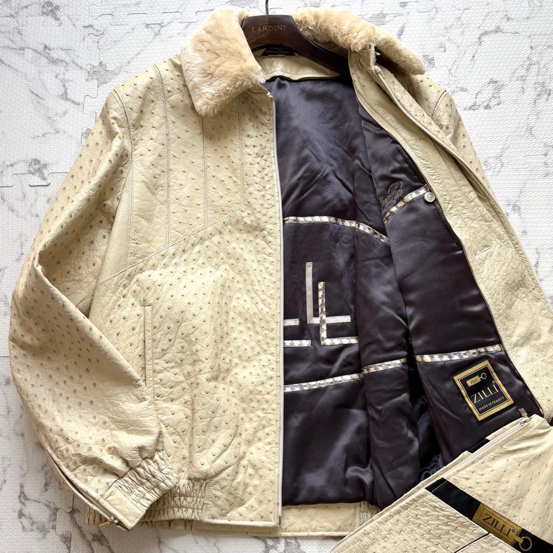 世界最高峰✨ZILLI ジリー ミンクファー襟 総オーストリッチジャケット 52