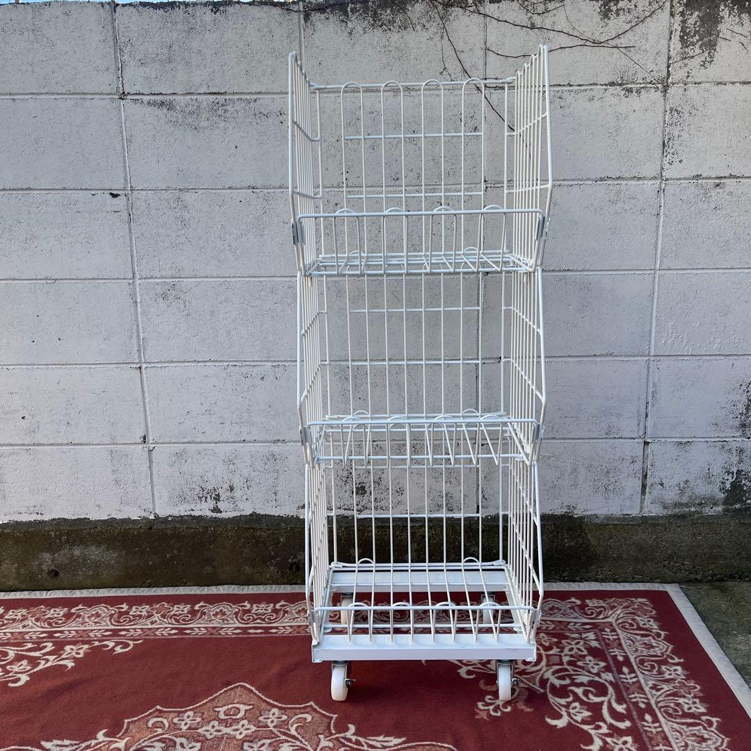 ジャンブルバスケット バスケットワゴン 3段ラック キッチンラック ランドリーA