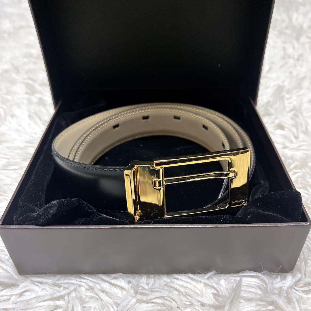 【未使用】dunhill ダンヒル レザー ゴールド金具 ベルトメンズブラック