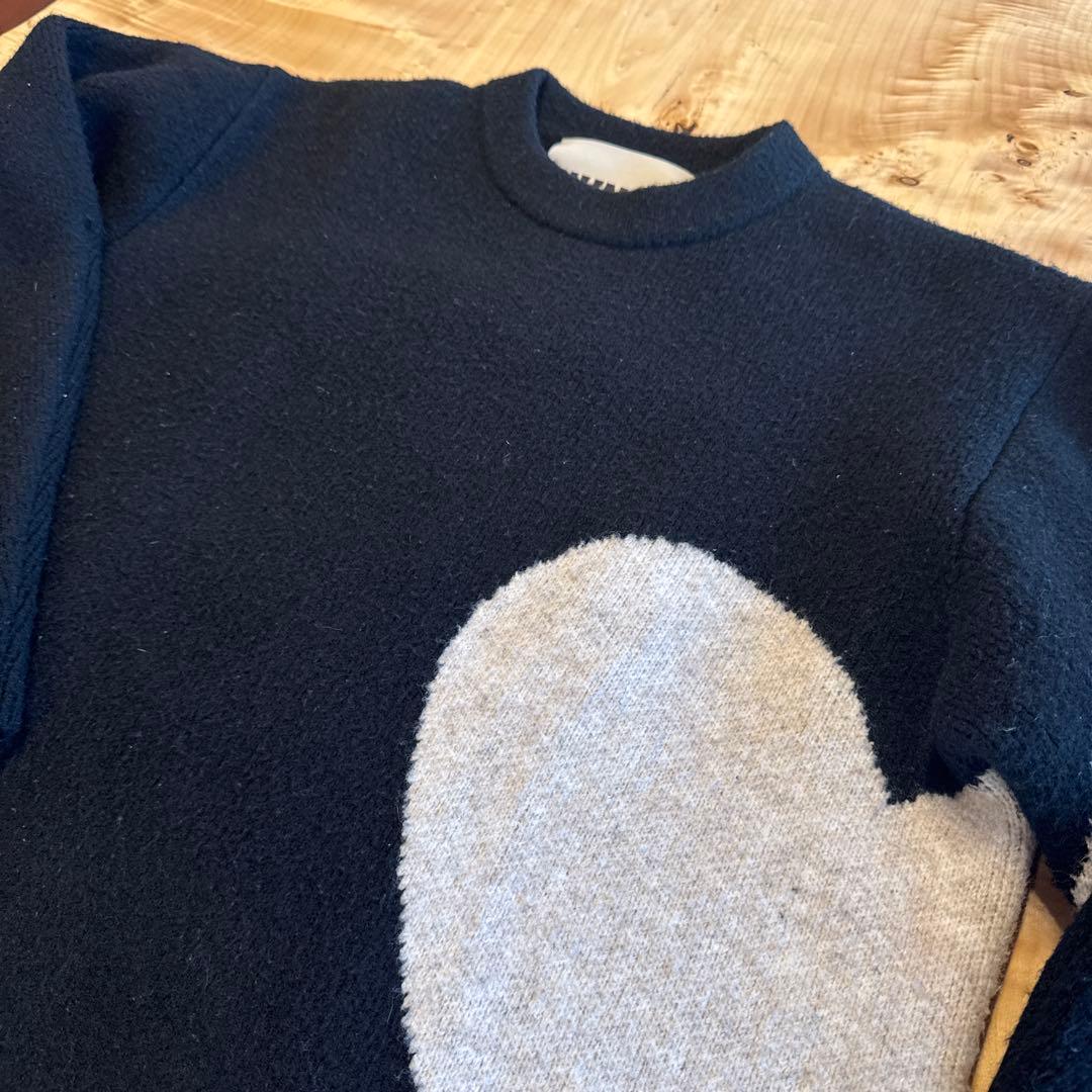 NKNIT ブラックホワイトハート ニット