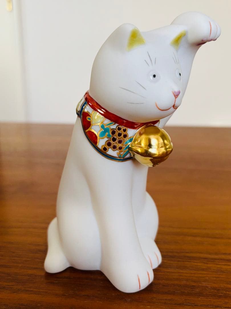 【新品未使用】上出長右衛門窯　招き猫　右手　左手　まねきねこ　白