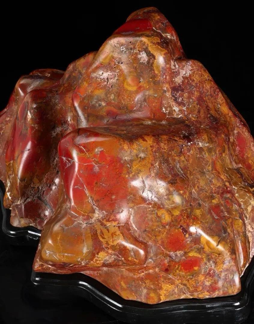 佐渡 赤玉石 赤石 黄色 鑑賞石 自然石 ジャスパー 台座付 大型25.2kg