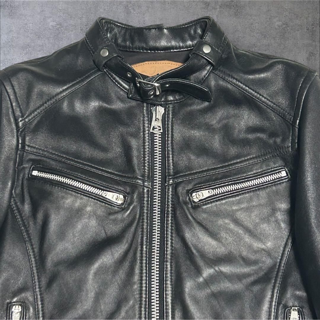 【美品】ジャックローズ シングルライダース ラムレザー ブラック Lサイズ