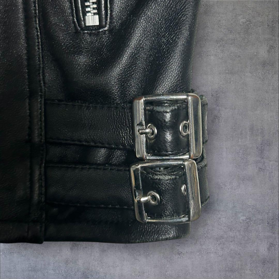 【美品】ジャックローズ シングルライダース ラムレザー ブラック Lサイズ