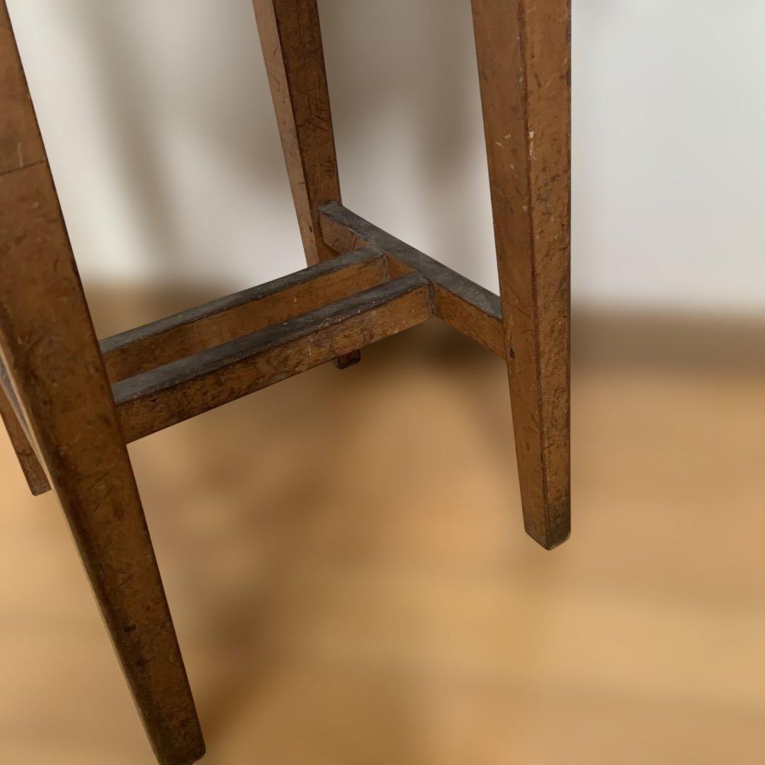 昭和レトロ　木製スツール 緑色クッション付き アンティーク　インテリア　オブジェ