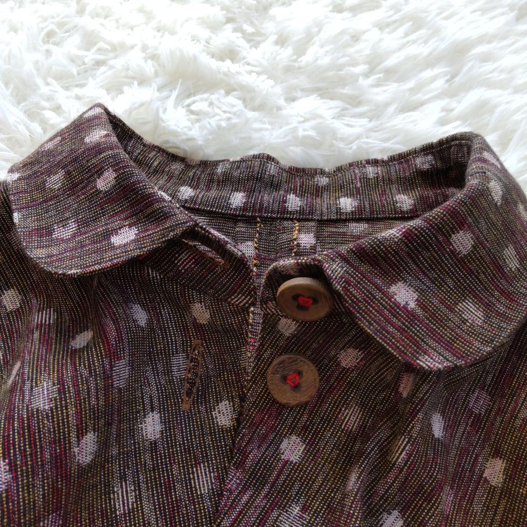 【未使用】かすりの里 久留米絣ラグランコー ト坂田織物 ゆったりサイズ