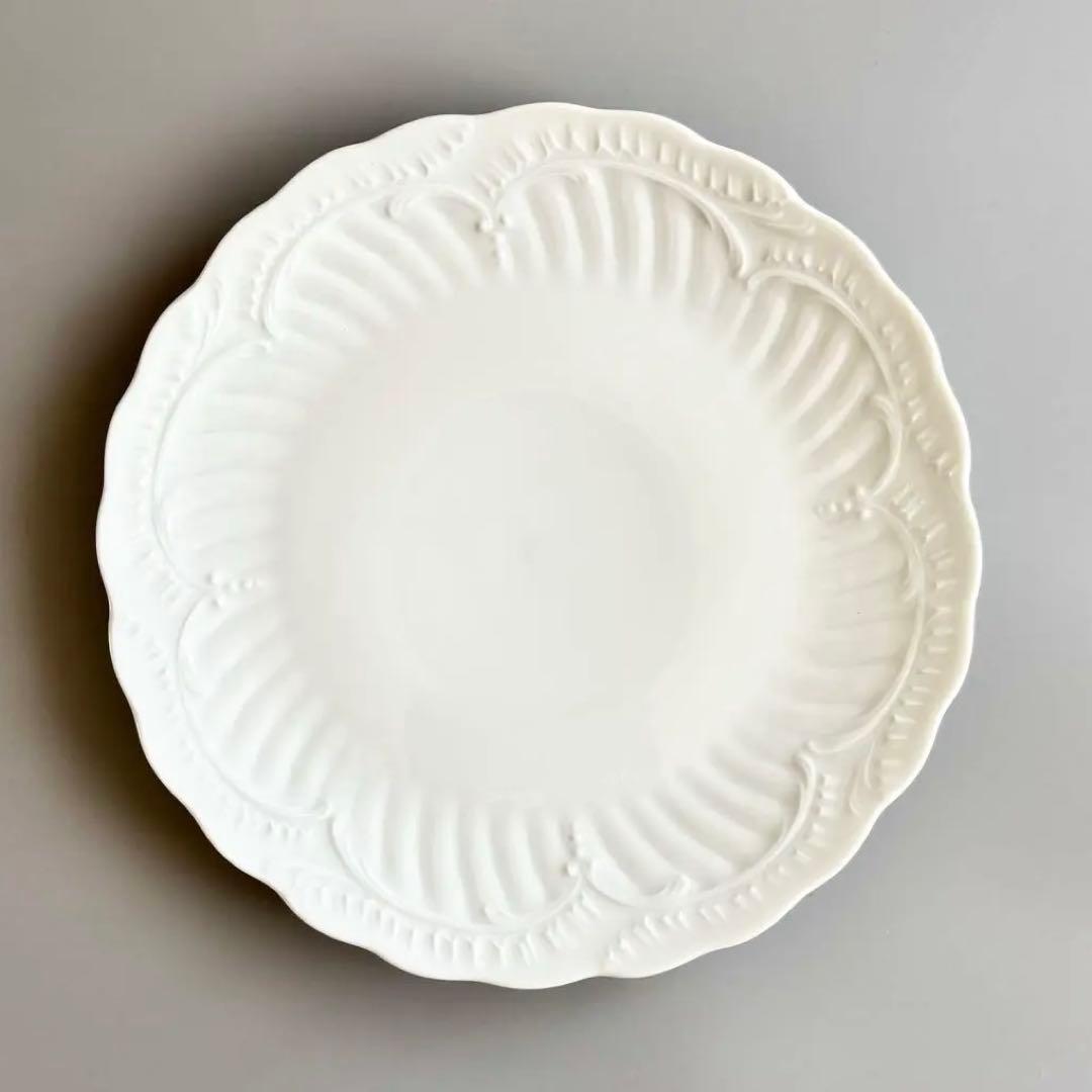 フランス製ヴィンテージ　シャスタニエ製　リモージュ　白磁 レリーフ大皿【未使用】