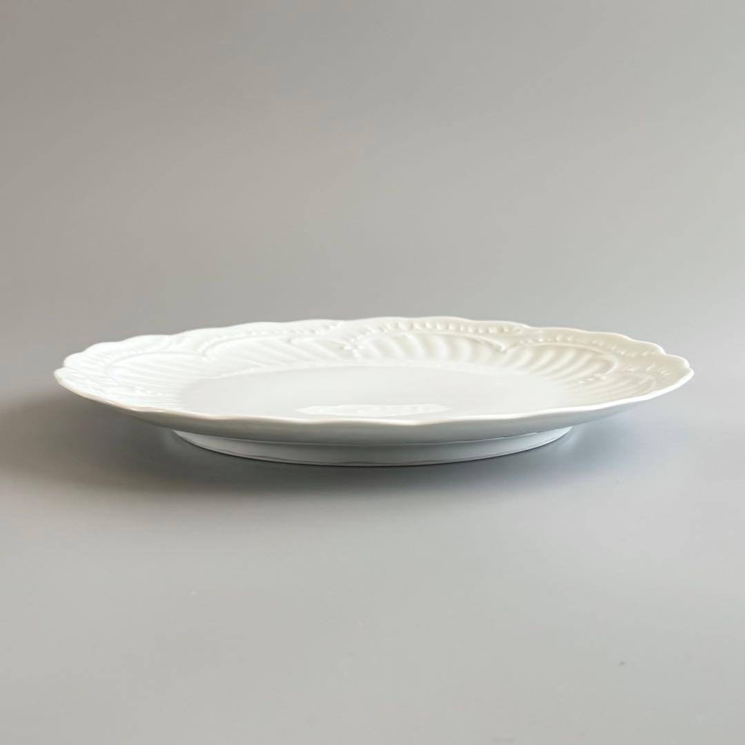 フランス製ヴィンテージ　シャスタニエ製　リモージュ　白磁 レリーフ大皿【未使用】