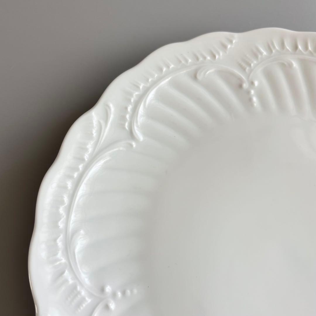 フランス製ヴィンテージ　シャスタニエ製　リモージュ　白磁 レリーフ大皿【未使用】